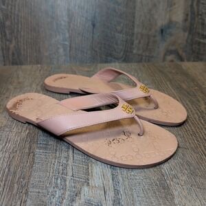 Tory Burch Preppy Monroe Flat Thong Sandals in Makeup Nude Tan Women's Size 8